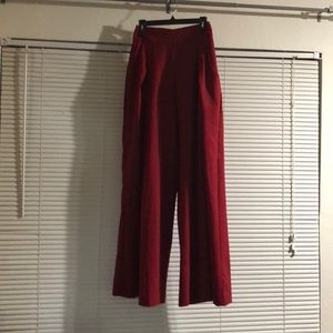 Burgundy top pleat wide leg pant